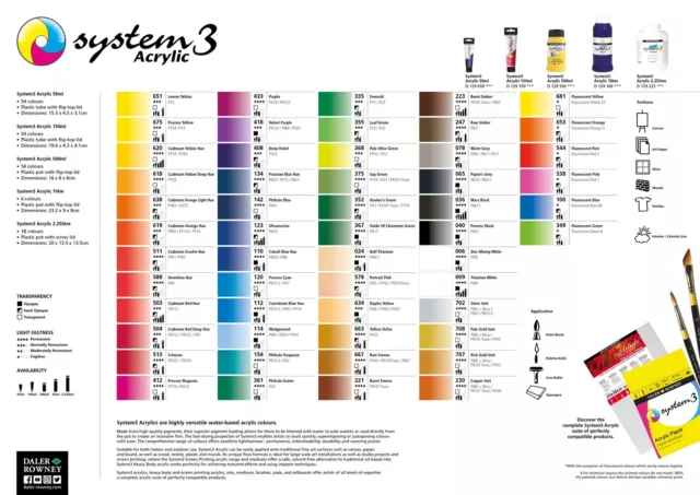 Pintura acrílica Daler Rowney System 3 150 ml - todos los colores individuales