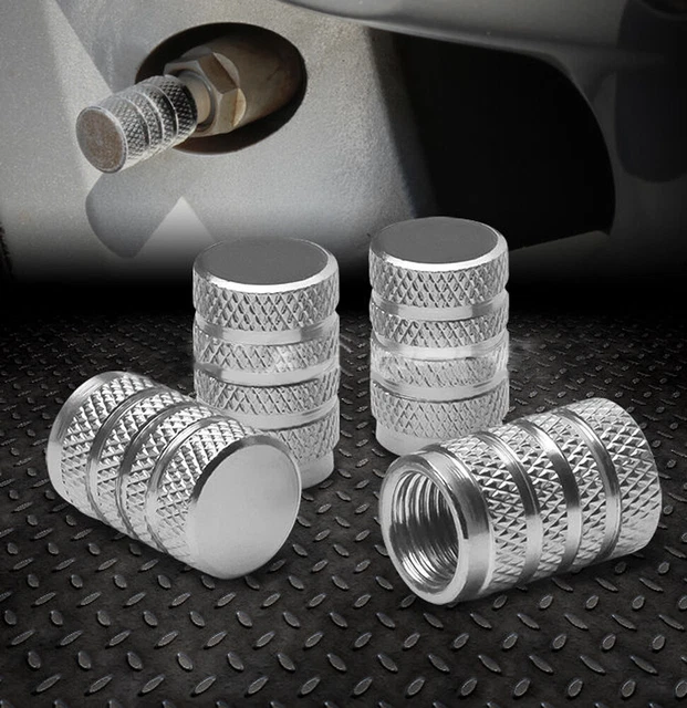4x Chrome Aluminium Car Wheel Tire Valve Air Stems Dust Cover Screws Cap Parts,