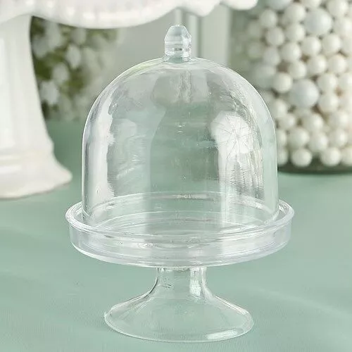 50 Clear Mini Cake Stand Cupcake Favor Wedding Container Plastic Party Candy Box