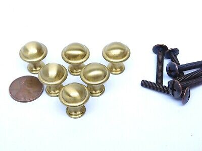 6! Solid Brass Barrister Bookcase 5/8" Round Small Knobs Handles Pulls Drawer ES