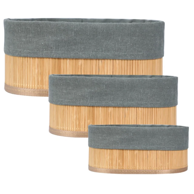 3 Pcs Étagère De Garde-robe Panier De Rangement En Bambou Tissage De Bambou