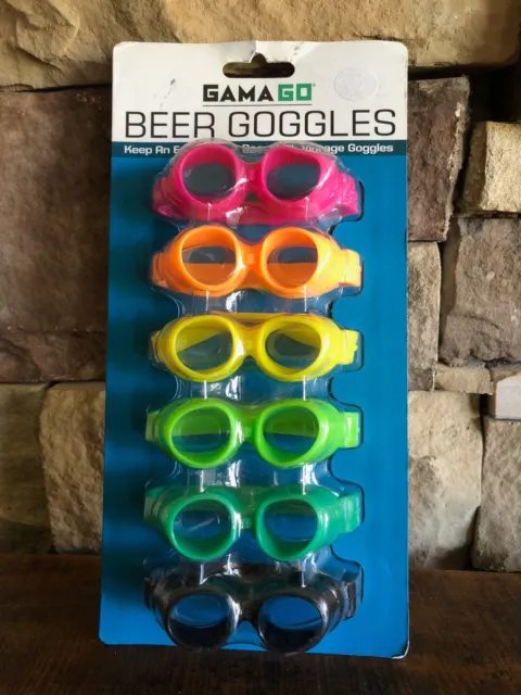 Paquete de 6 marcadores de botella/lata de gafas de cerveza GamaGo *NUEVO*