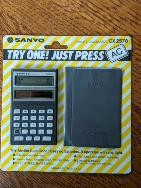 Vintage [NOS Sealed] Sanyo Anylite Solar Calculator Model CX 2570 RARE!