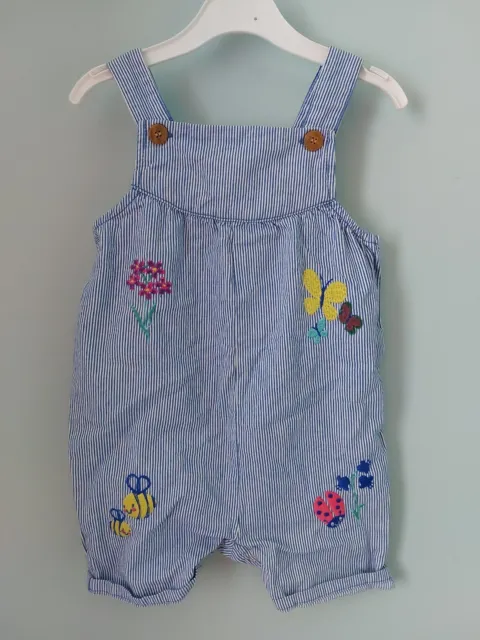 M&Co Baby Girl Embroidered Striped Denim Cotton Romper Suit - Size 3-4 Years