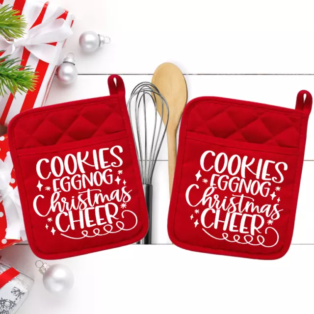 Cookies Eggnog Christmas Cheer - Pocket Pot Holder - Oven Mitt - Hot Pad - 006