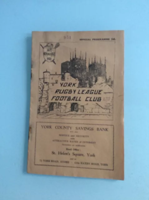 York V Astley And Tyldesley Colliery 21.02.1959 Challenge Cup Leigh / Salford