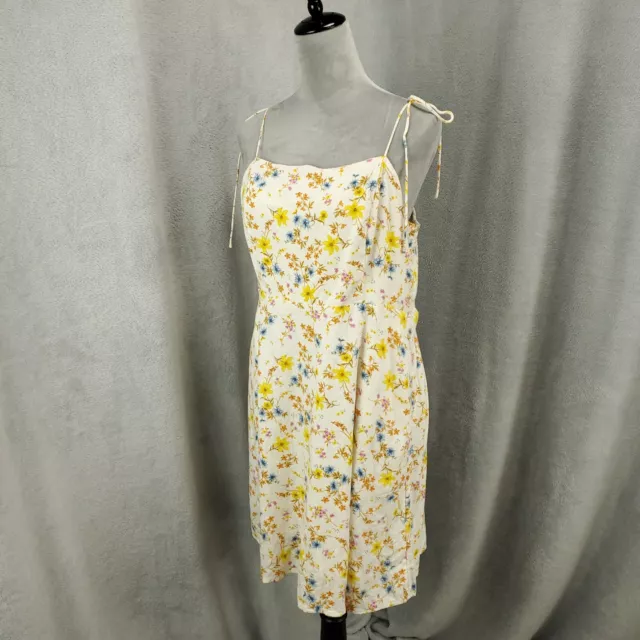 Old Navy Dress Womens XL Floral Mini Linen Blend Shift Smocked Lined Cami Boho