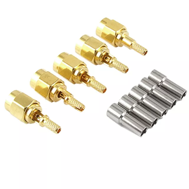 5Stk Gold Plated SMA Stecker RG316 RG174 Crimp Koaxial Steckverbinder Nc