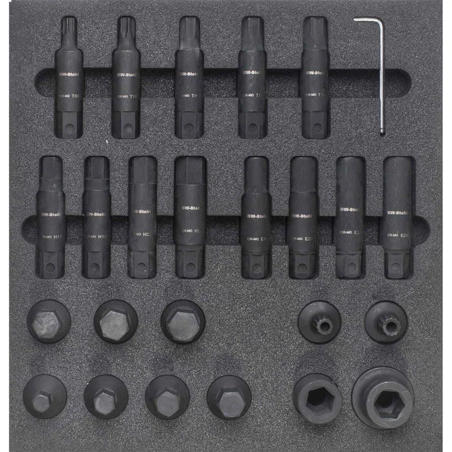 SW-STAHL Werkstattwagensortiment, Impact-Schraubendreheinsätze 3/4 ", 25-teilig