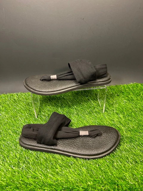 Sanuk Yoga Sling 2 Sandals Women's Size 8 Black Slip On Thong Casual Comfort