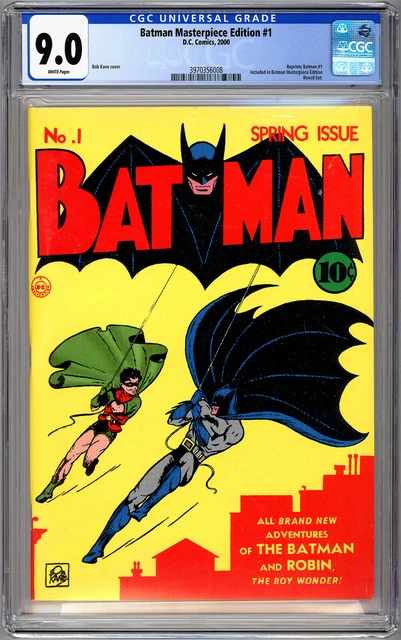 Batman #1 Cgc 9.0 Bob Kane & Jerry Robinson Art Masterpiece Edition Reprint 2000