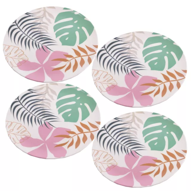 4 x Reusable Plastic Melamine Jungle Flowers 8" Plates for Camping Picnic
