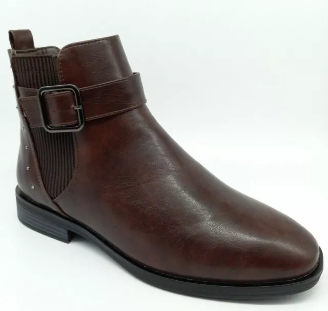 Bottines Bottes Chaussures Shoes Femme - 37 38 39 - Marron Boucle Montante Talon