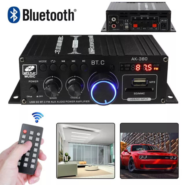 400W Bluetooth HiFi Power Amplifier Audio Digital Stereo FM AMP With Remote UK