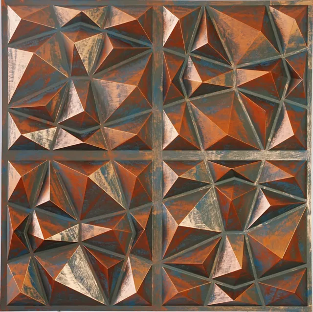 3D Embossed Tiles PVC Faux Tin Painting Modern design PLM101 Rustic copper 10Pcs