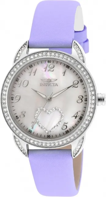 Invicta 19436 Angel Amor Crystal Accented Mother of Pearl Leather Womens Watch