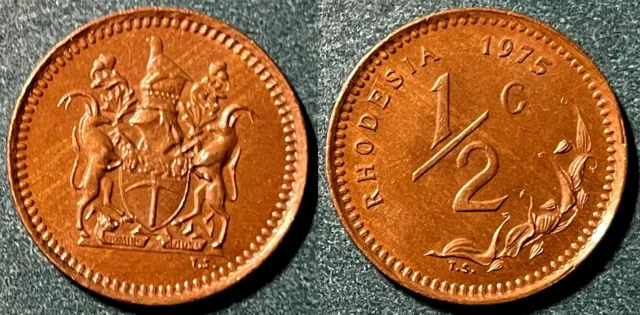 Rhodesia 1975 ½ Cent KM-9 Bronze UNC #87 - US Seller
