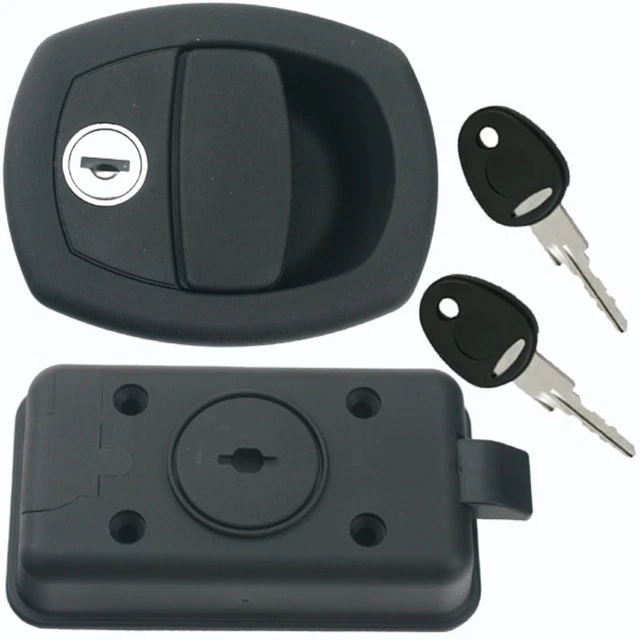 Serratura Interna Hartal Per Porte Di Roulotte, Camper E Caravan, Grigia, 125x110 Mm, Con Distanza Fori 64x38 Mm