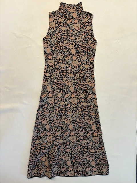 zara floral jacquard knit dress ZARA Floral Jacquard Knit Dress  Short Sleeve Belted Midi, Size L