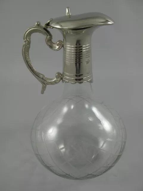 Wasserkanne Karaffe Geschliffen Jugendstil Glas Kristall Antik Stil Glaskrug