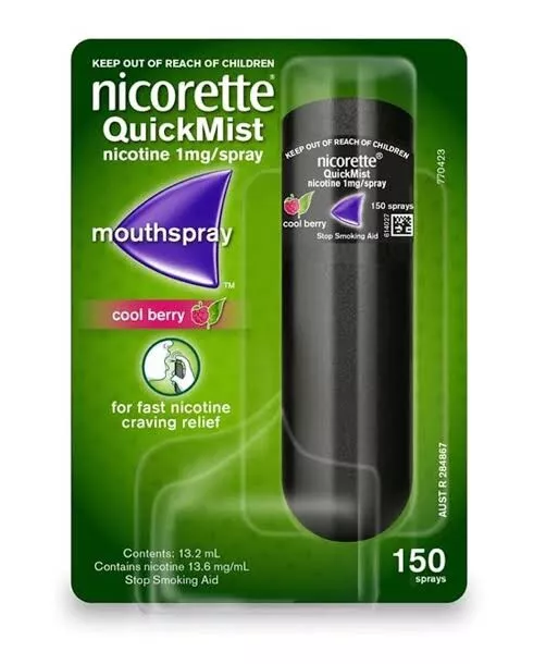 2x Nicorette Quickmist COOL BERRY - 150 Sprays NEW BOXED Quit Smoking