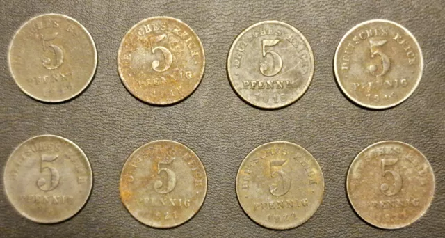 24-06-07 - Münzlot - Weimarer Republik - 8x 5 Pfennig