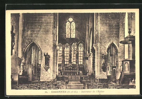 CPA Essonnes, Interieur de l´Eglise