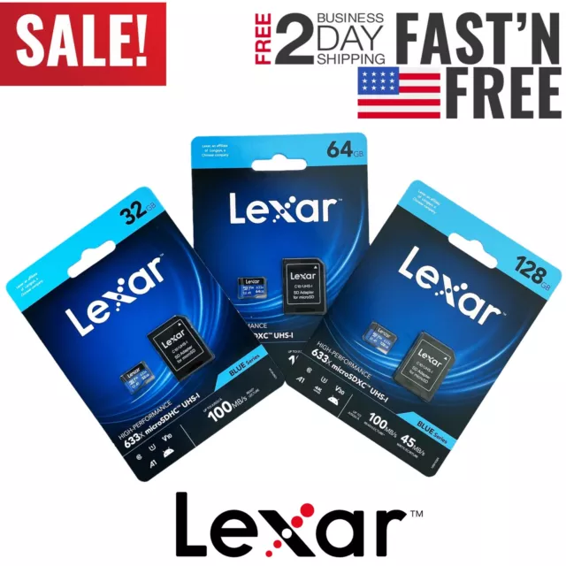 Lexar Micro SD 32GB 64GB 128GB Memory Card Class 10 for Phone Camera Drone Lot