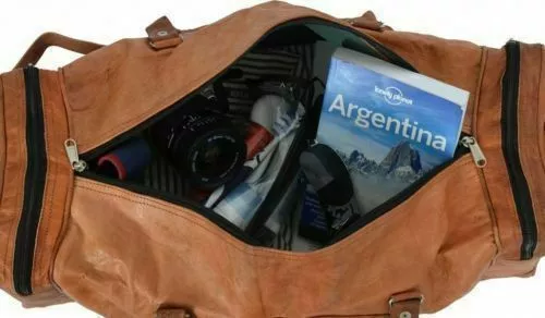 Bolso de Cuero Hombres Viaje Genuino Gimnasio Equipaje De Colección Lona Noche Nuevo Fin de Semana 2