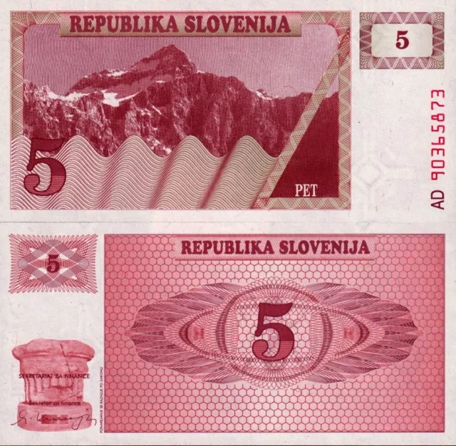SLOVENIA - 5 tolarev 1990 FDS UNC