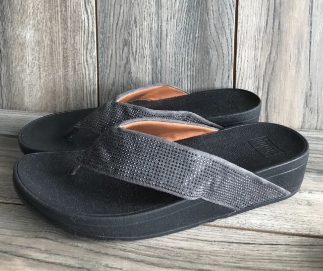 FitFlop Ritzy Toe Thong Sandals Flip Flops Pewter Size 11 M57-054
