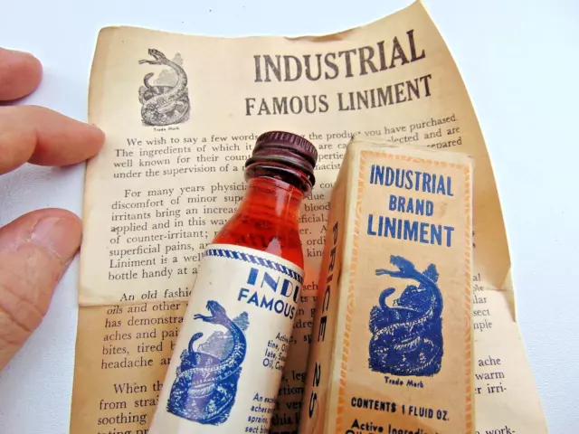 Vintage RATTLESNAKE OIL Liniment Medicine Bottle - Leaflet & Original Box  SNAKE