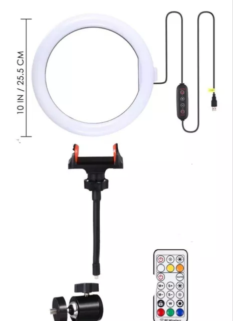 Kit de luz de anillo LED de 10" - luz de relleno regulable para belleza, transmisión, selfie 2