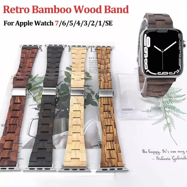 Retro Holz Armband für Apple Watch Ultra 49mm Series 8 7 6 5 4 3 2 1 SE 41/45mm