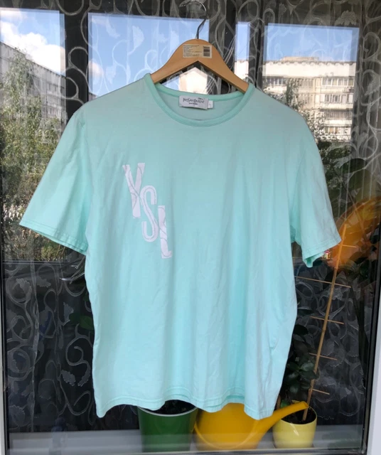 Yves Saint Laurent YSL Vintage Big Logo T-Shirt Monogram Luxury Men's Size L