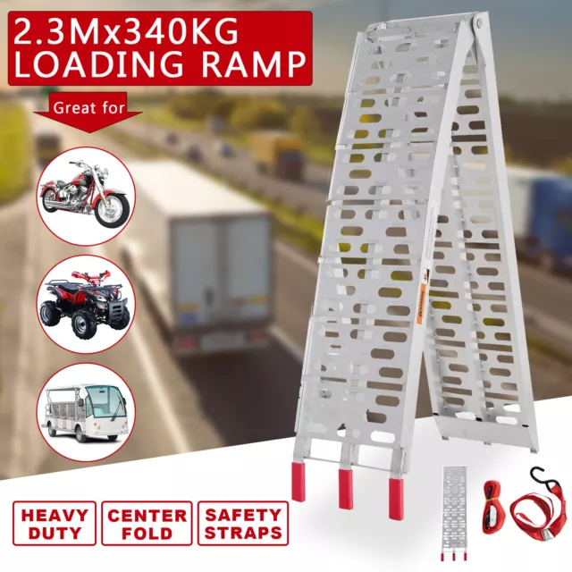 2.3M Portable 340KG Folding Loading Ramp Aluminium ATV Bike Motorcycle Trailer