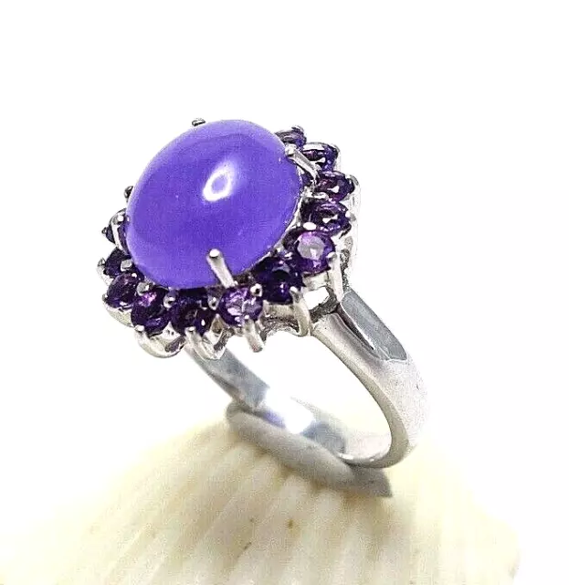 wundervoller Amethyst Damen Ring lila oval 925 Sterling Silber Silberring Gr.59