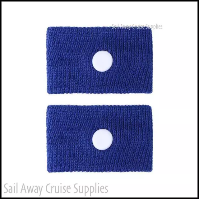 2x  Anti Nausea Wrist Bands. Dk BLUE. Travel, Car, Sea, Motion, Morning Sickness