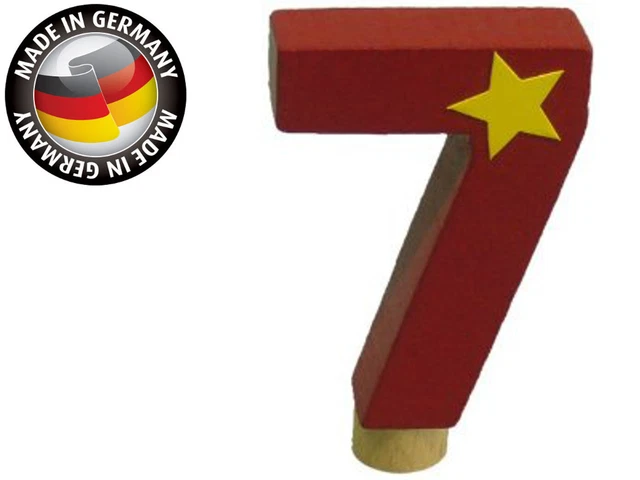 Numero compleanno 7 per portacandele Niermann, legno, numero felice compleanno bambini