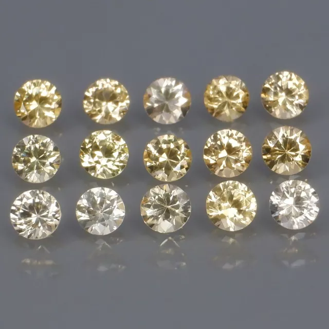 Round Diamond Cut 2.5 mm.Heated Only Yellow Sapphire Madagascar 15Pcs/1.16Ct.