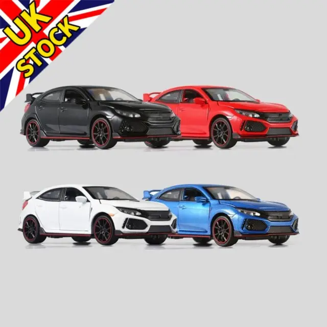 UK 1/32 Model Car Diecast Toy Collection Sound&Light Gift For Honda Civic Type R