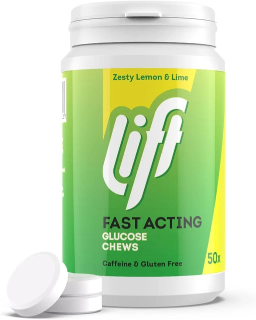 LIFT FASTACTING Glucose Chewable Energy Tablets Lemon & Lime 6