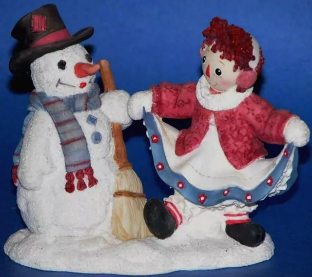 Enesco, Raggedy Ann & Andy, Friends, snowman, dancing, resin figurine # 709042