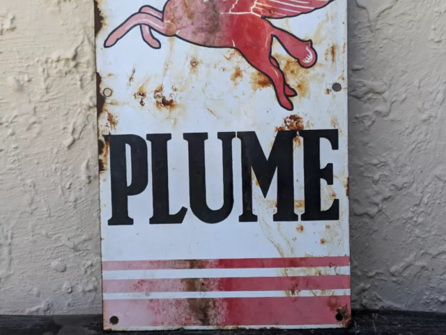 Old  Vintage Original Enamel Plume Garage Sign Petrol 3