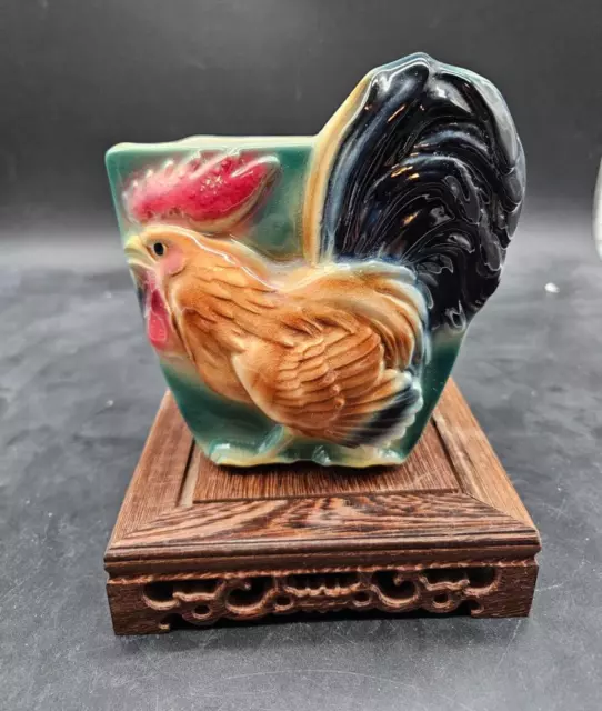 Vintage Royal Copley Rooster Wall Pocket Vase D9