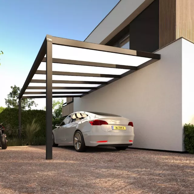 Carport Pergola adossée Aluminium toit Polycarbonate 6x3.5m Pratt & Söhne