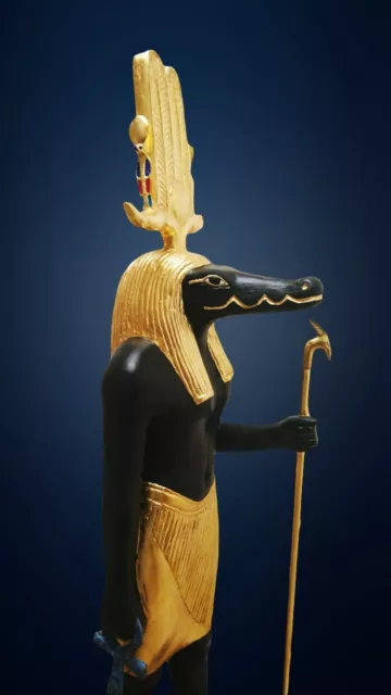 Life size Egyptian god Sobek statue, God of Nile. Egyptian statuette-large Sobek