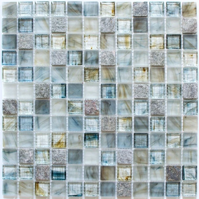 Mosaïque carreau translucide cristal verre pierre beige mur 92-1204_f