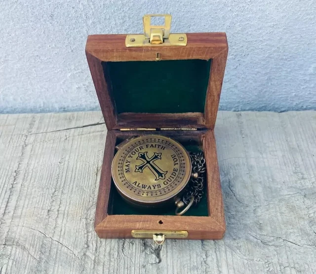 Boussole Laiton 7.6cm Calendrier Laiton Antique - 7,6 Cm - Calendrier 50 Ans - Décoration Marine Boussole Nautique