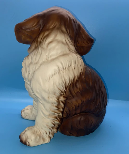 St. Bernard Puppy Dog Figurine Signed Ceramic Painted Japan 9.5"  4
